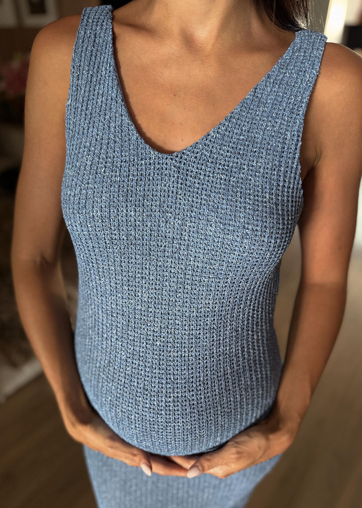Vestido tejido punto azul