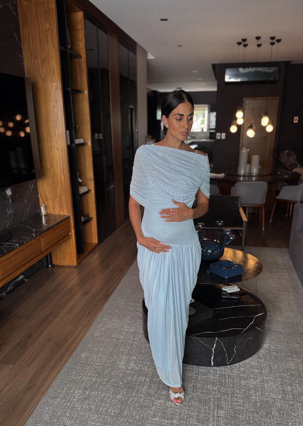 Vestido tul caído baby blue
