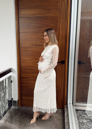 Vestido encaje blanco manga amplia