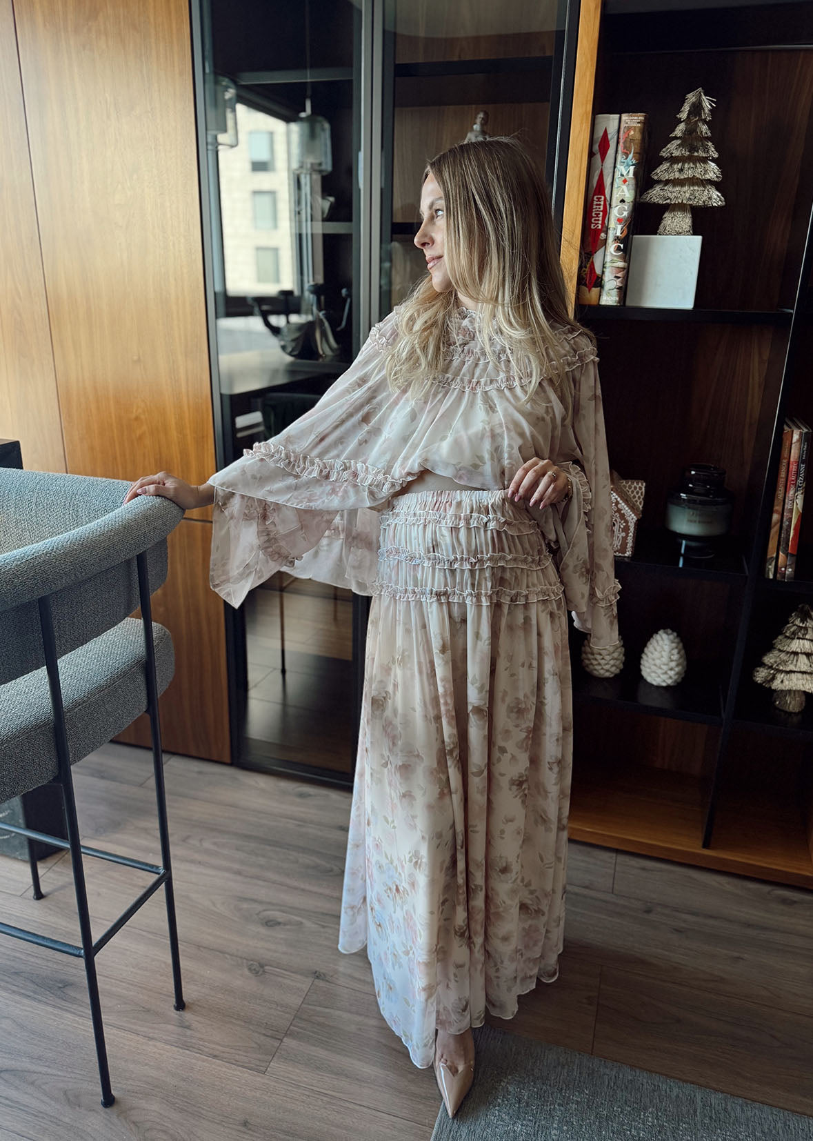 Set dos piezas boho falda y capa blusón