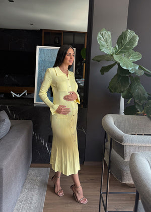 Vestido midi botones butter yellow