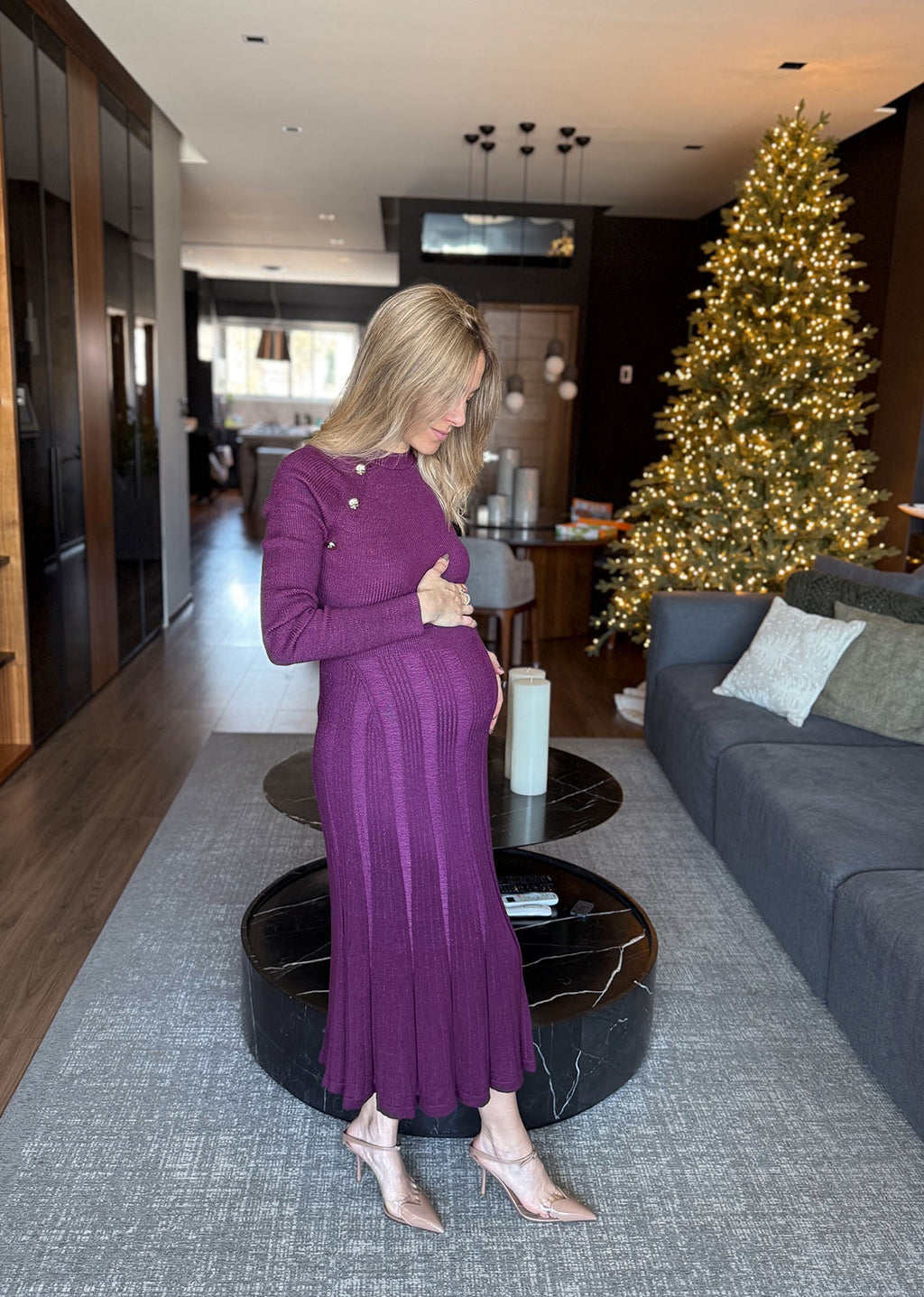 Vestido burgundy midi tejido caída suelta