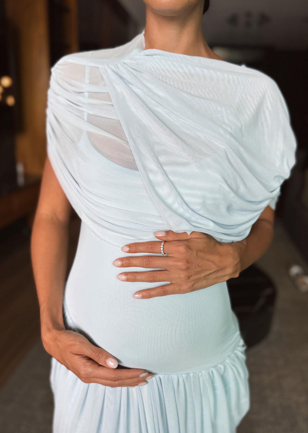 Vestido tul caído baby blue