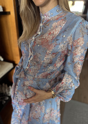 Vestido azul flores tipo zimmerman