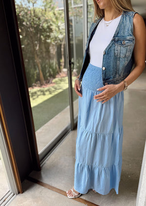 falda azul cielo con elástico