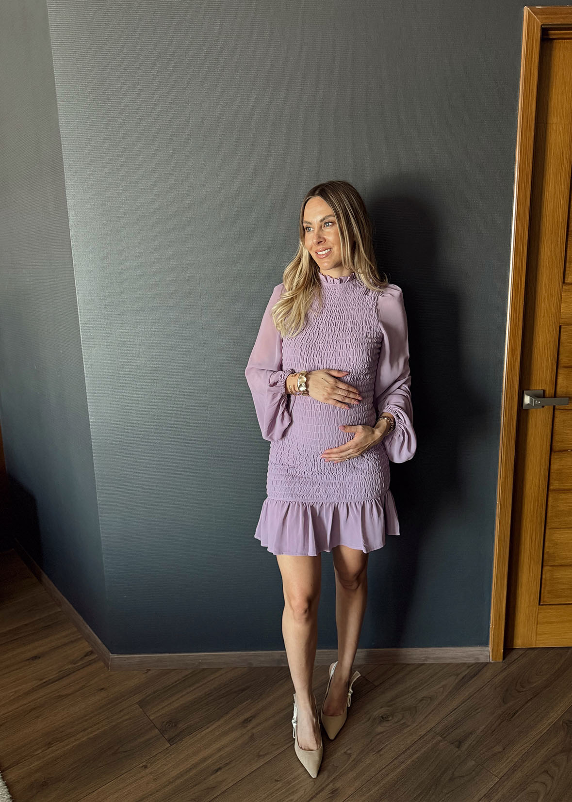 Vestido gasa morado lila elastico