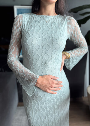 Vestido encaje menta manga amplia