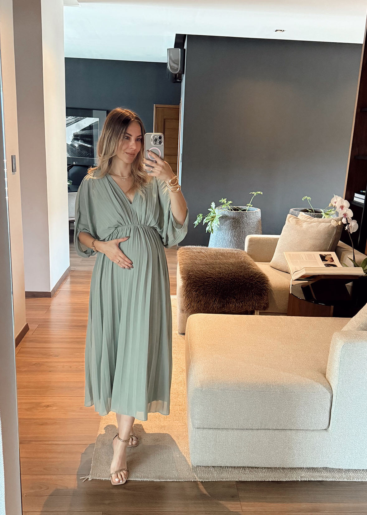 Vestido manga murciélago color menta
