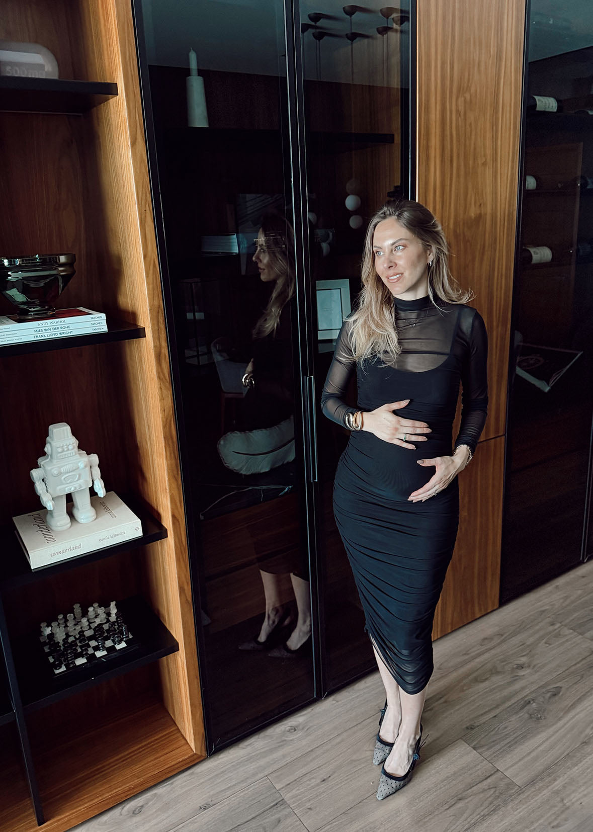 Vestido negro midi tul elástico