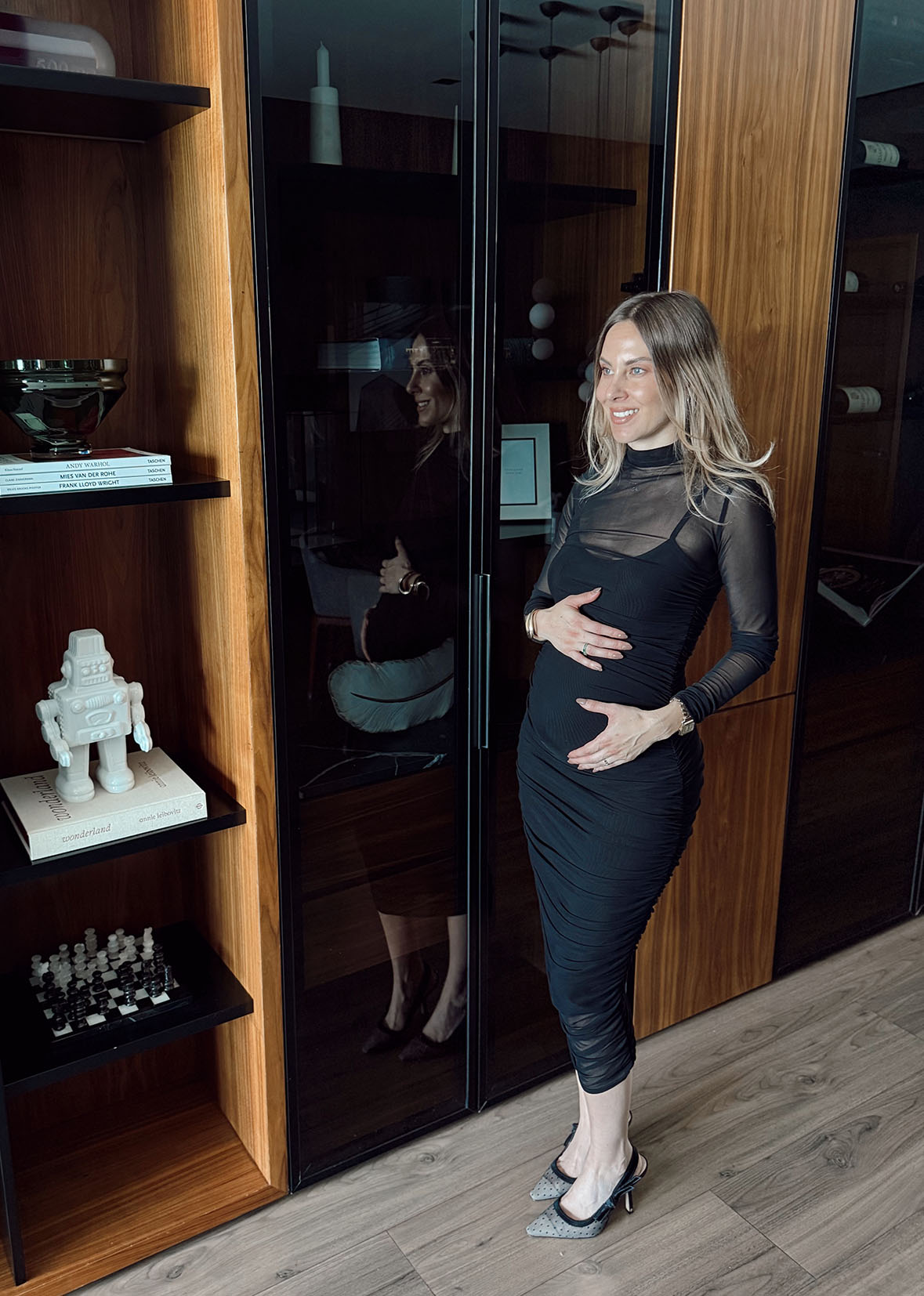 Vestido negro midi tul elástico