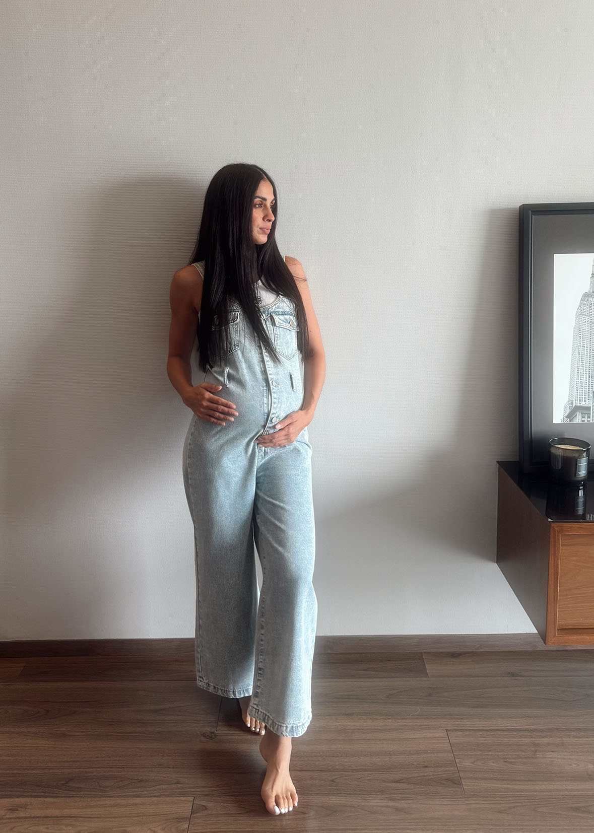 Overol denim botones