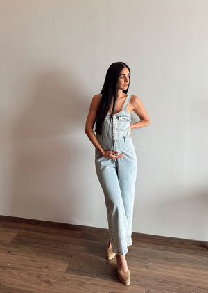 Overol denim botones