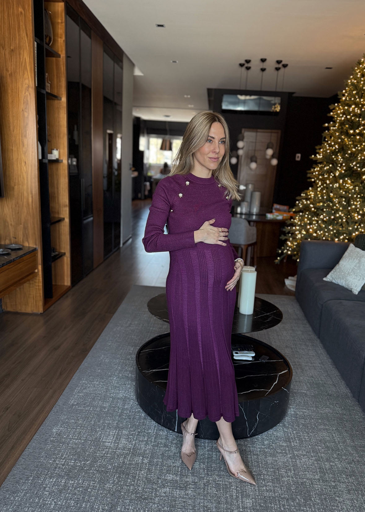 Vestido burgundy midi tejido caída suelta