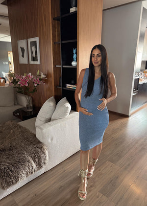 Vestido tejido punto azul