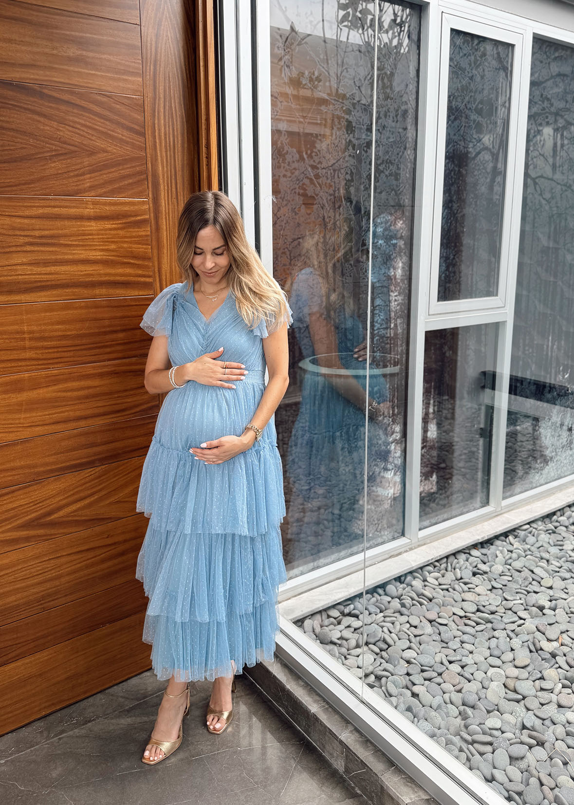 Vestido baby blue tul olanes