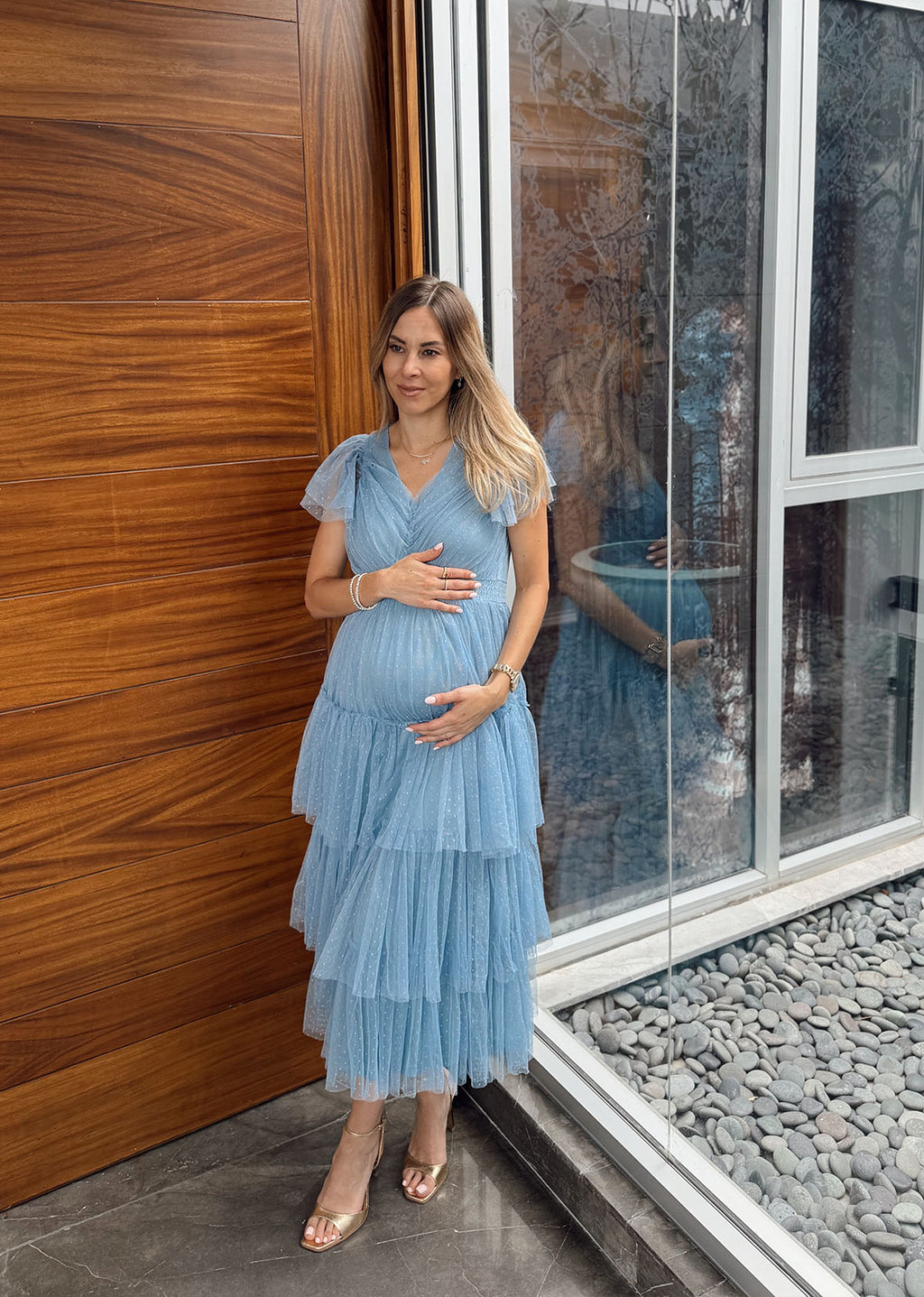 Vestido baby blue tul olanes