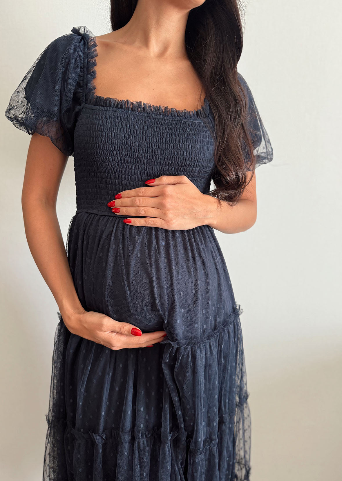 Vestido midi tul azul navy