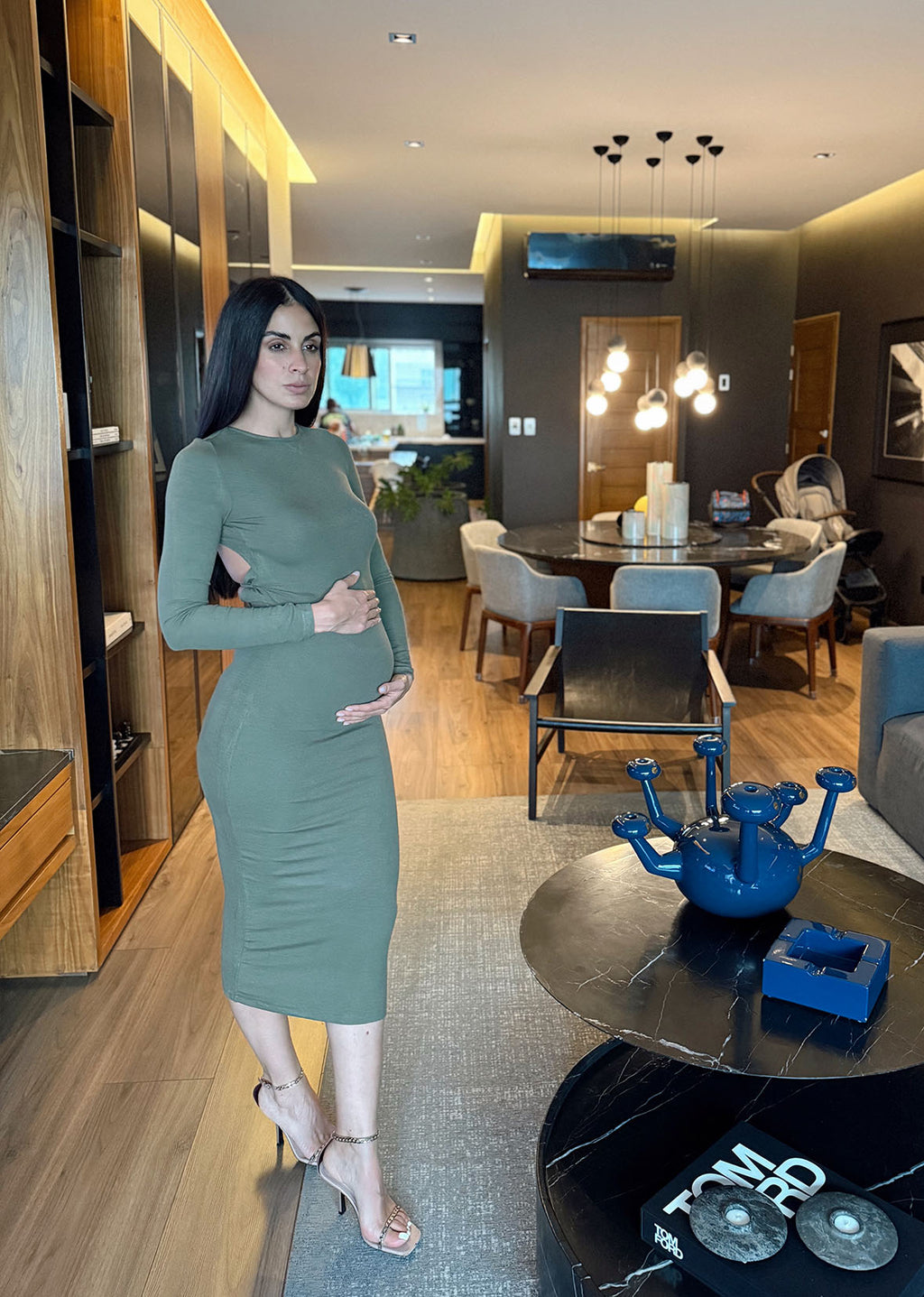 Vestido verde midi espalda