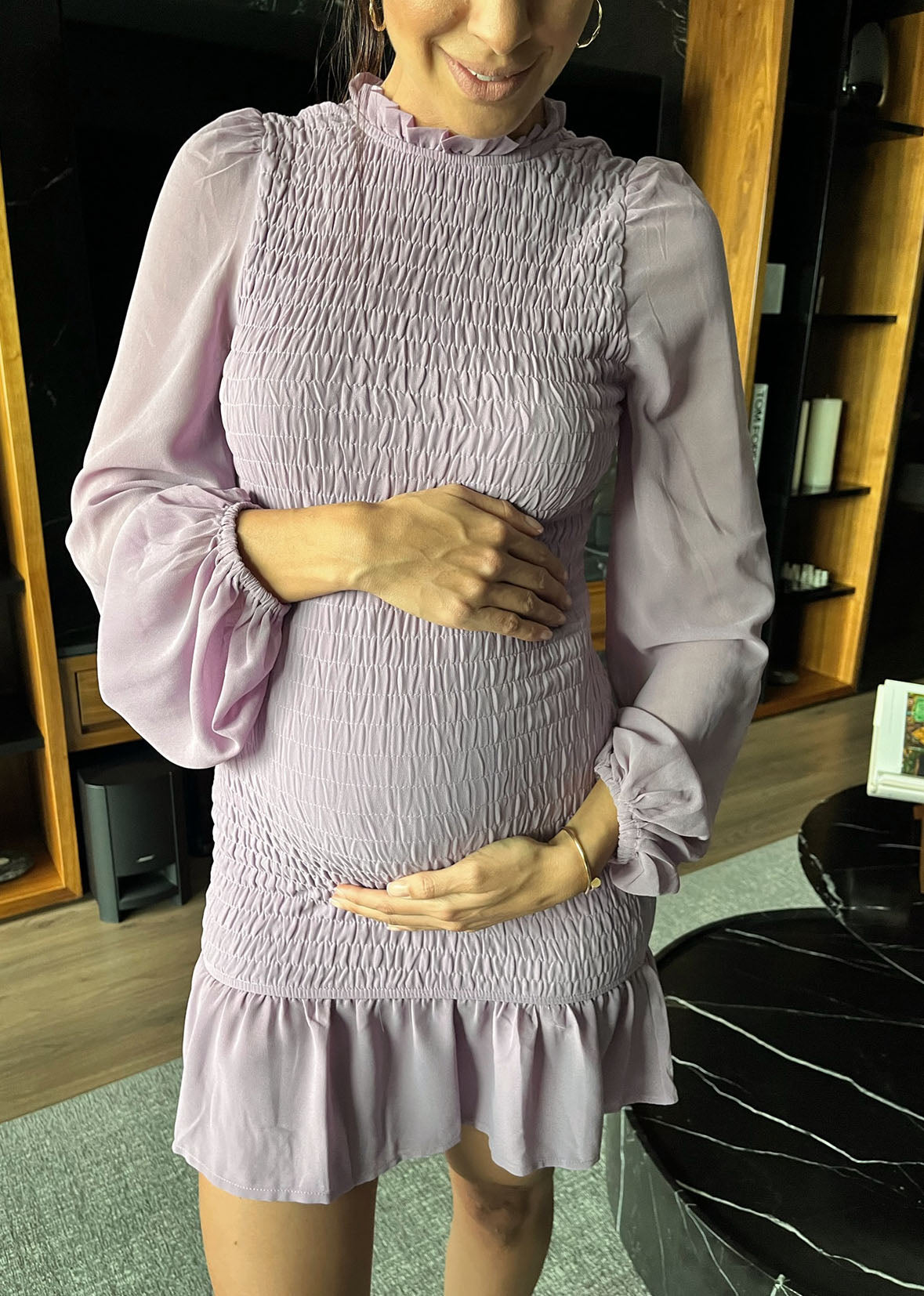 Vestido gasa morado lila elastico